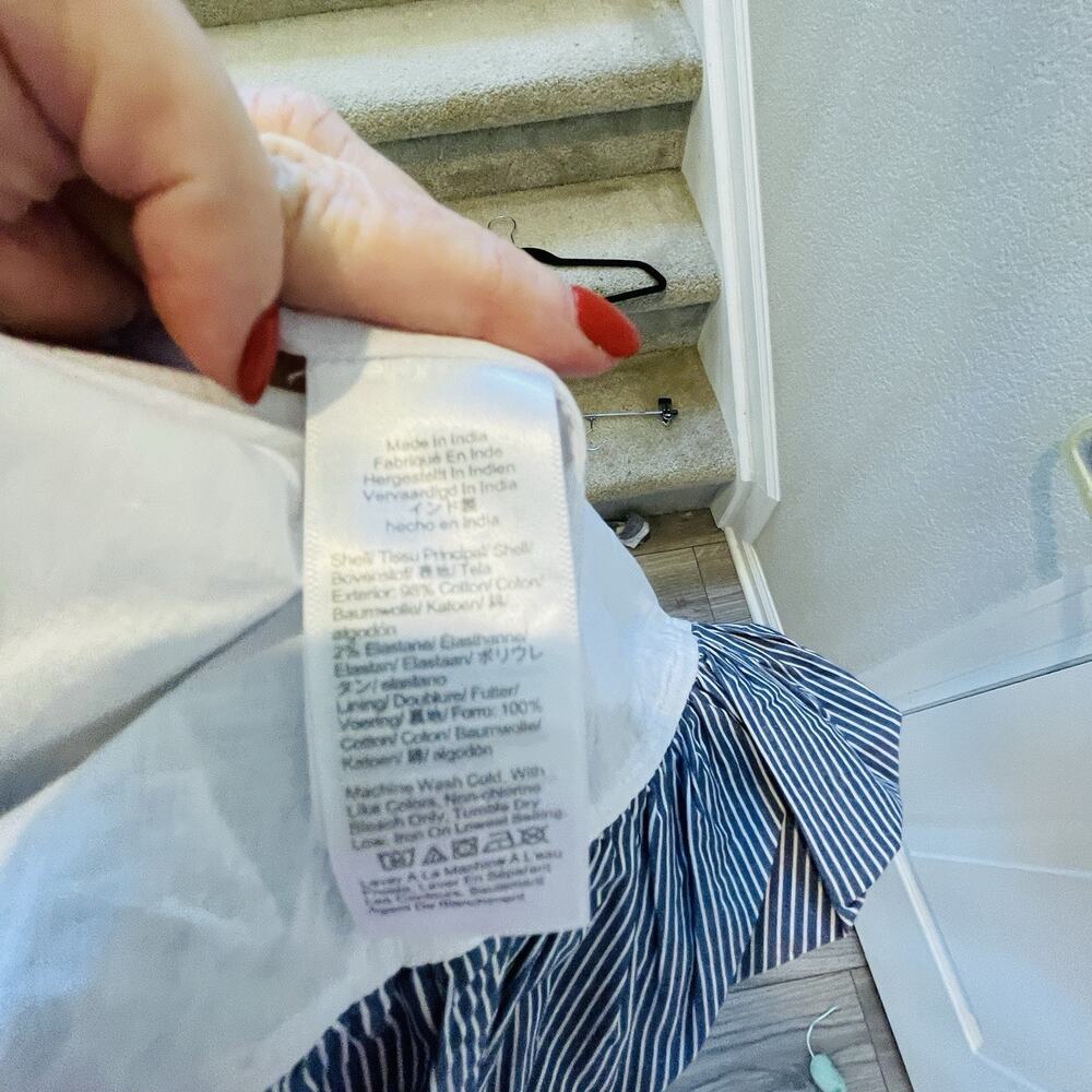 New! J.Crew Blue White Striped Button Down Bubble Hem Mini Dress Small/Med #75 - Picture 10 of 10